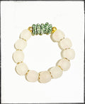 Recycled Glass Bead Stretch Bracelet Green Speckled Stacking