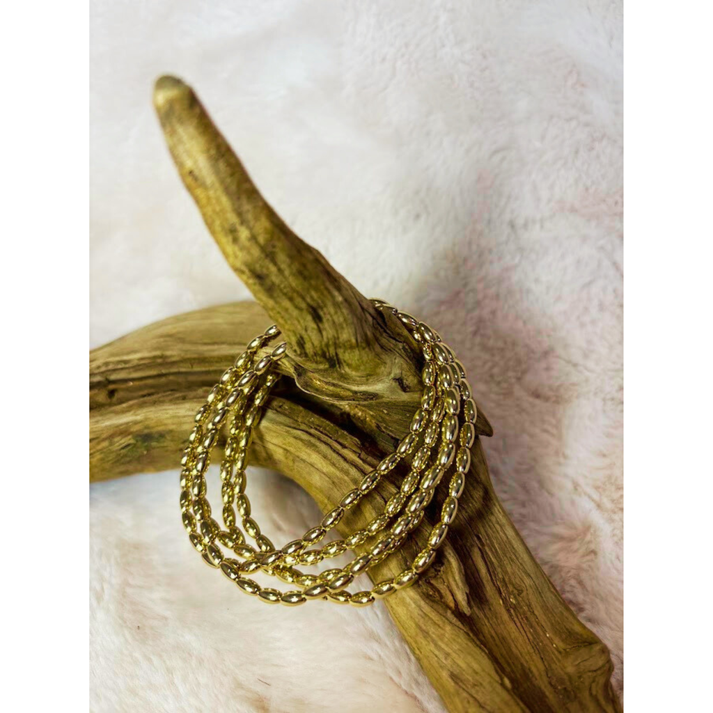 Gold rice bead stretch bracelet set
