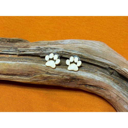 Brushed gold paw stud earrings