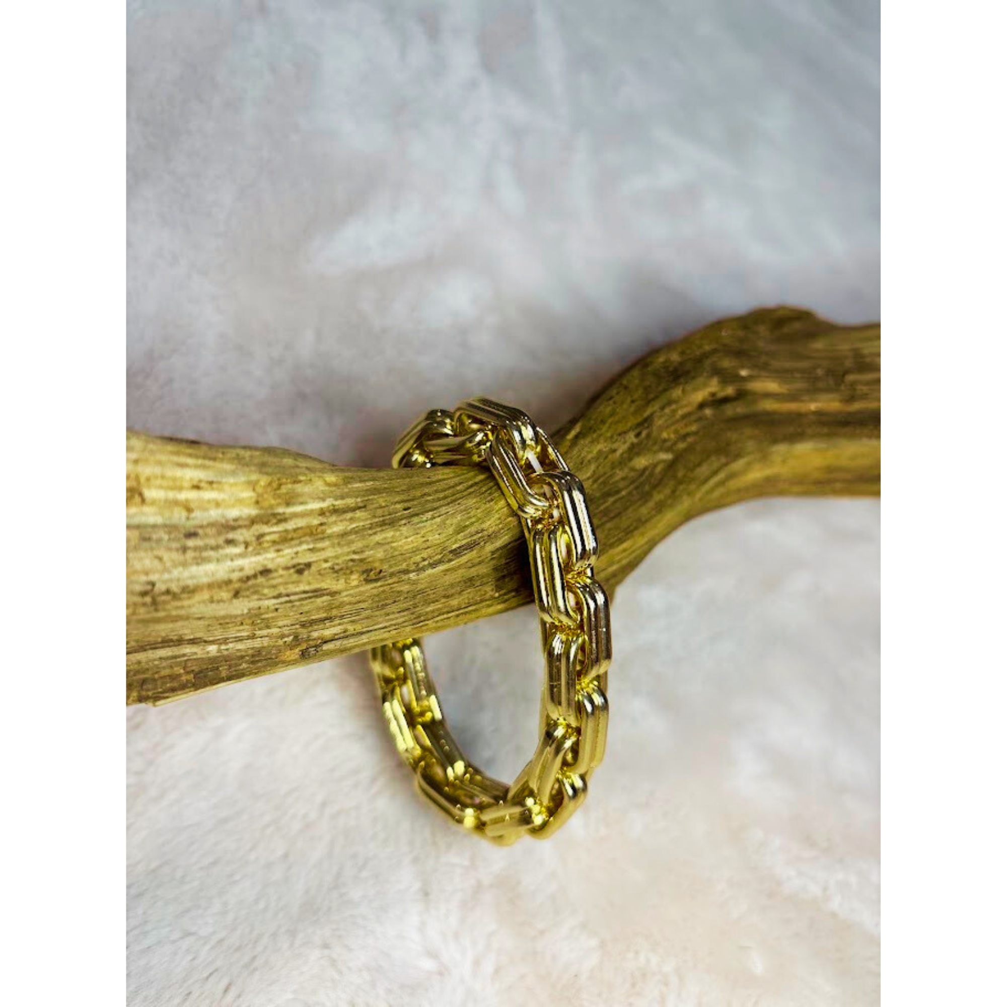 Chunky chain link stretch bracelet-Gold