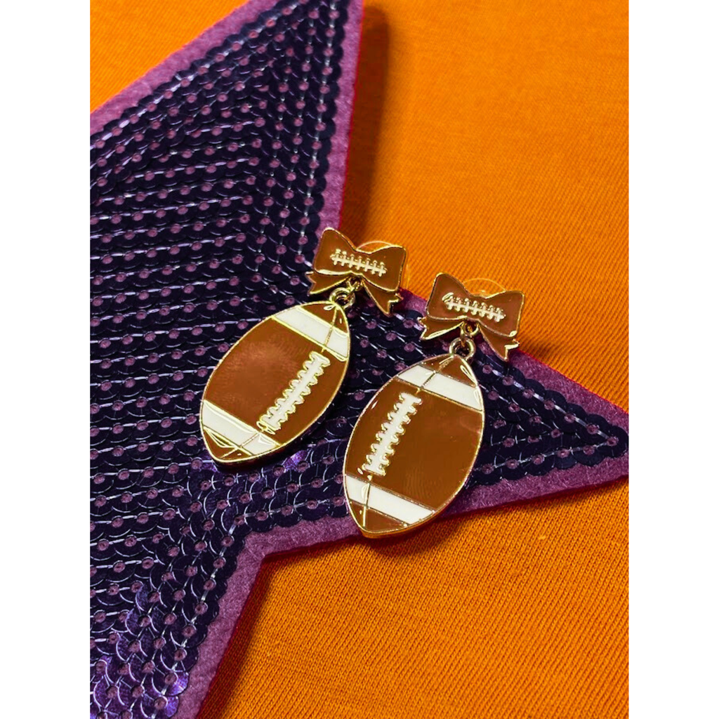 Football Bow Dangle Earrings