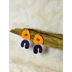 Purple and Orange Abstract dangle earrings