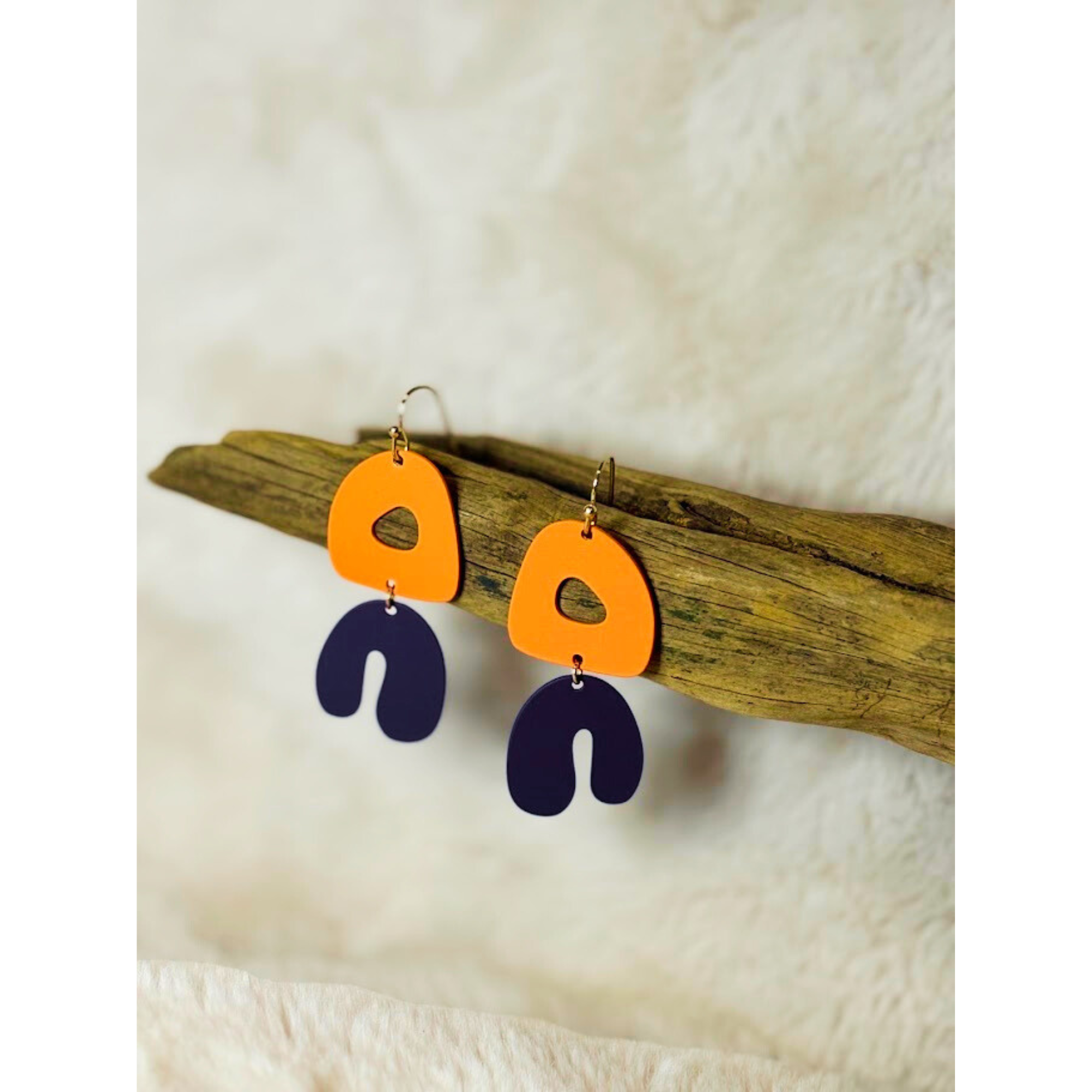 Purple and Orange Abstract dangle earrings