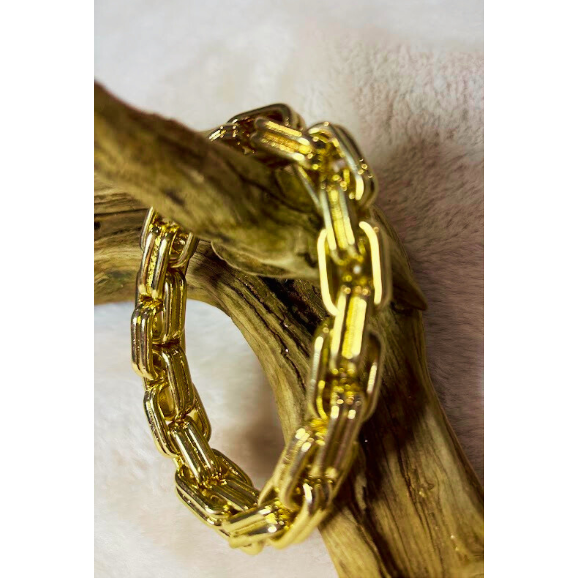 Chunky chain link stretch bracelet-Gold