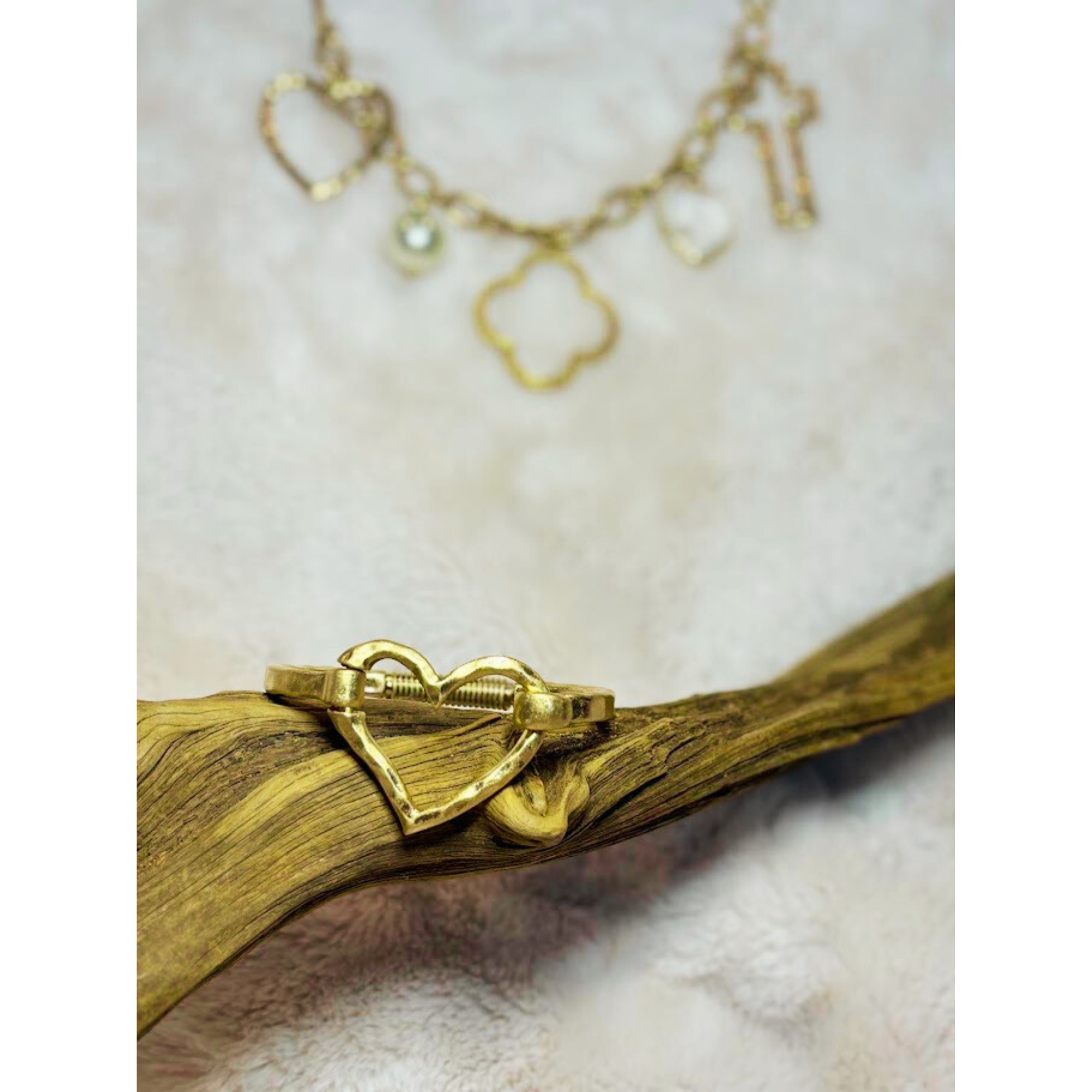 Hammered Gold heart bracelet