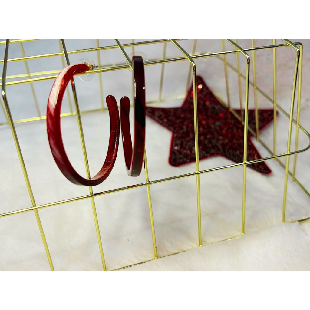 Maroon large hoop earrings
