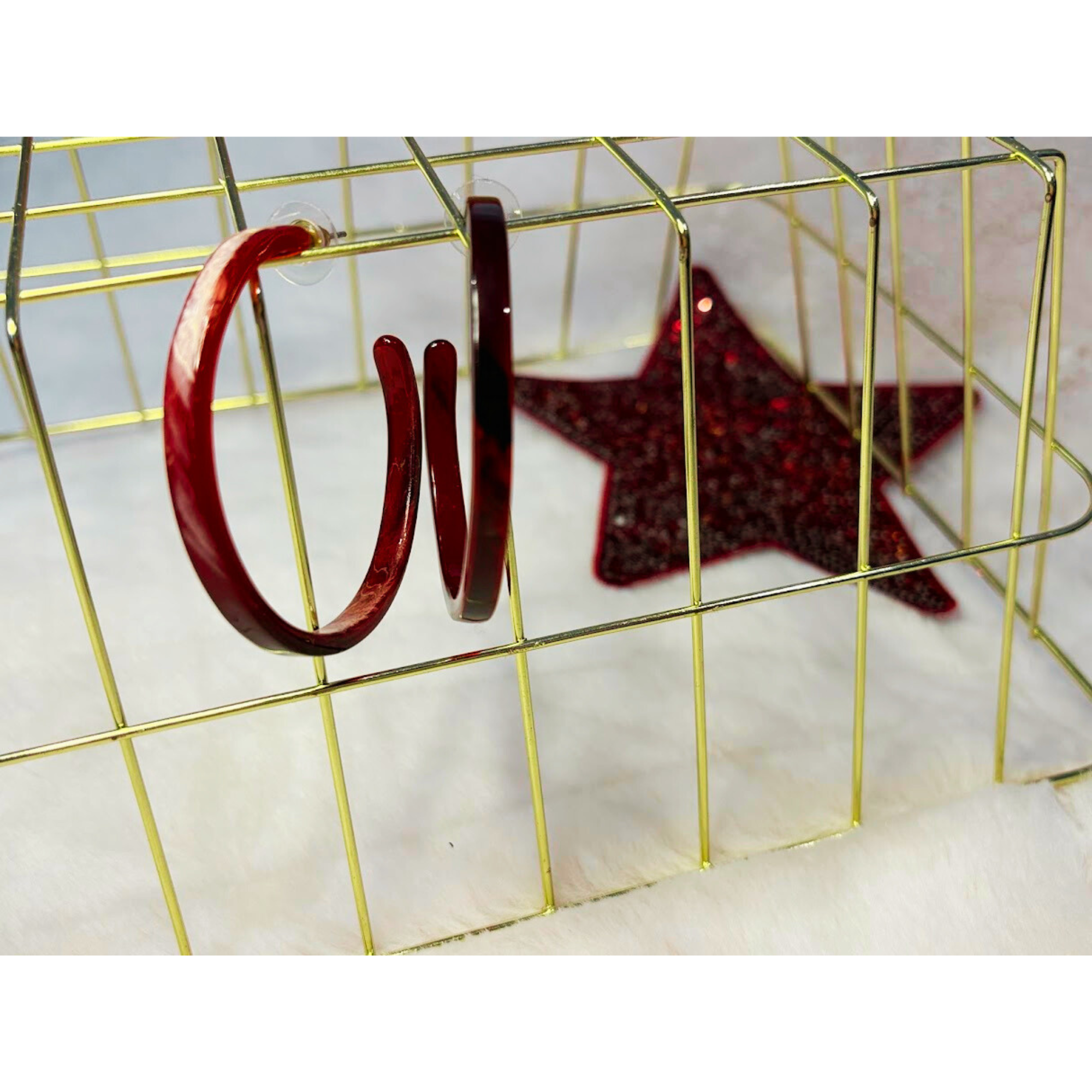 Maroon large hoop earrings