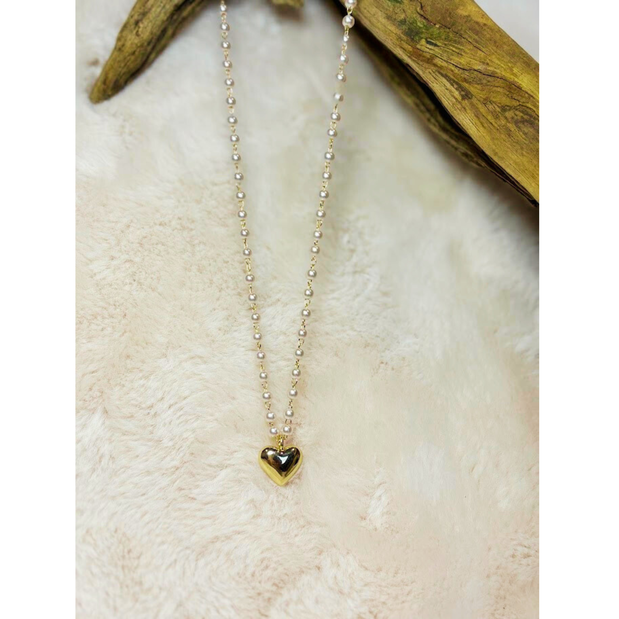 16 inch small pearl necklace with small heart pendant