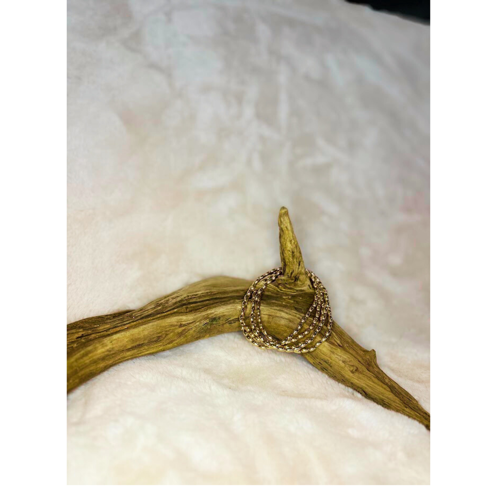 Gold rice bead stretch bracelet set