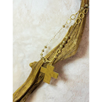 28 inch beaded necklace with hammered cross pendant