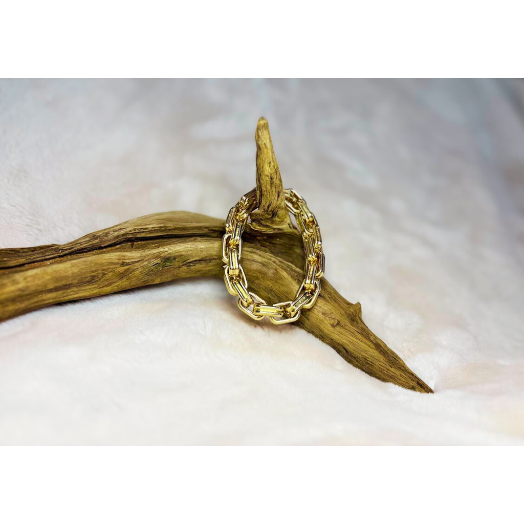 Chunky chain link stretch bracelet-Gold