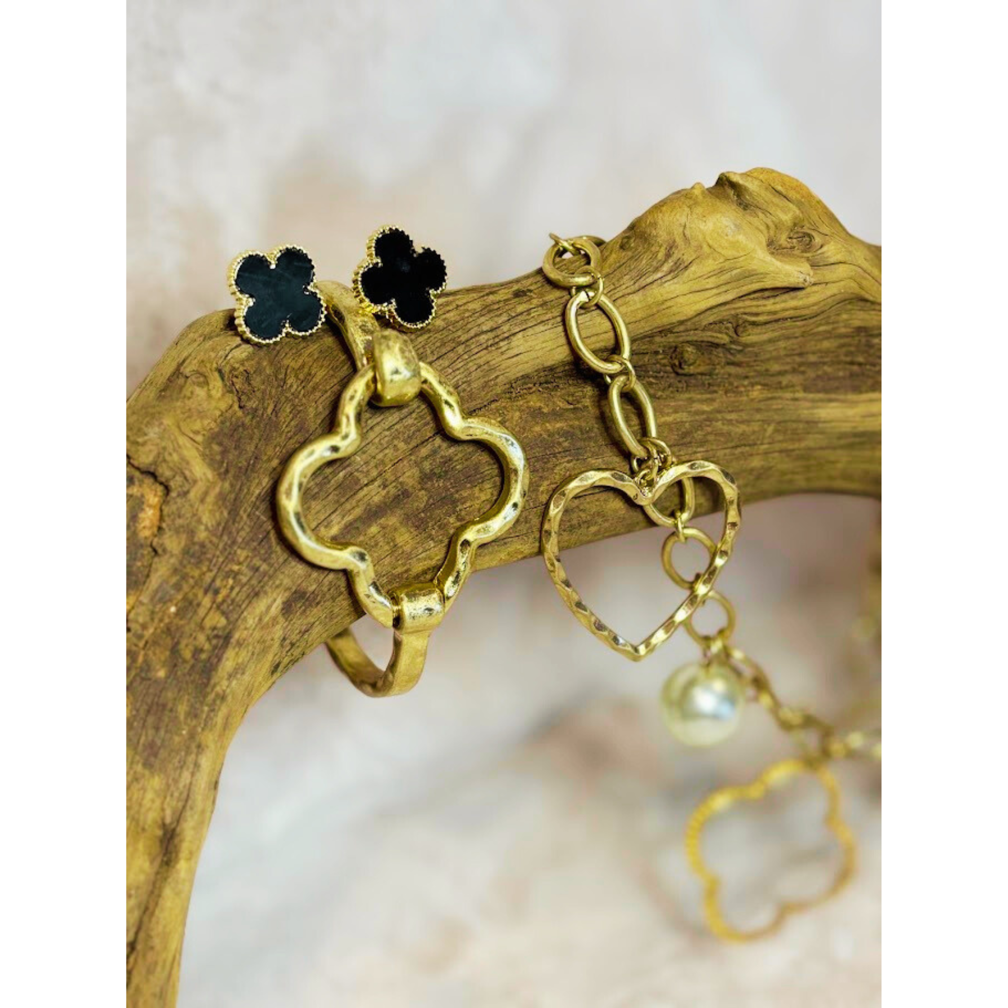 Hammered Gold Clover Bracelet