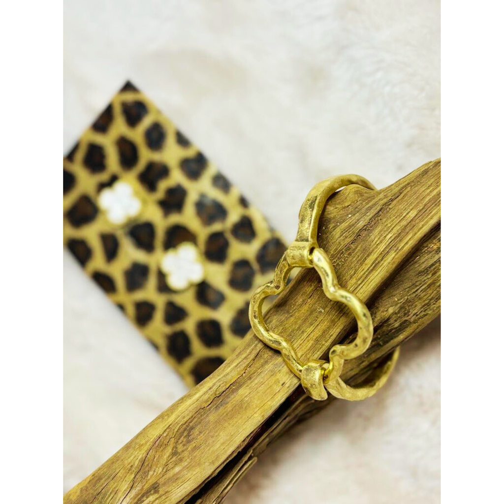 Hammered Gold Clover Bracelet