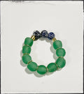 Recycled Glass & Chinoiserie Bead Stretch Bracelet- Green