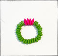 Ashanti & Pink African Bone Bead Stretch Bracelet- Green