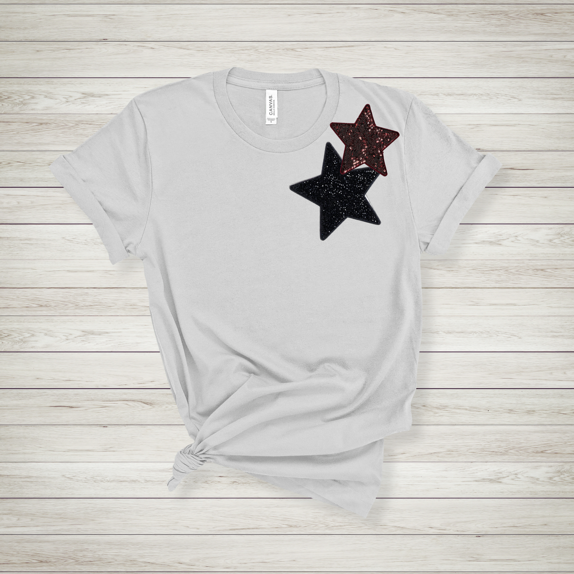 Black and Garnet Stars -  Sequin Patch