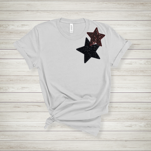 Black and Garnet Stars -  Sequin Patch