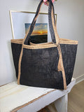 Black Rattan Beach Tote