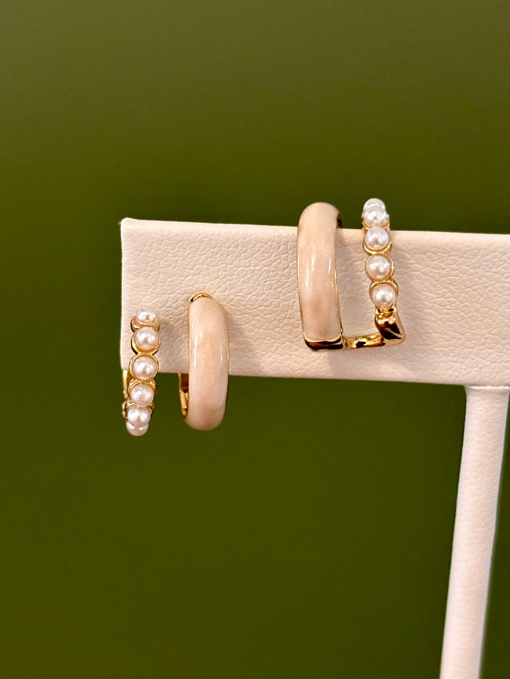 Blush and Pearl Hoop Earrings