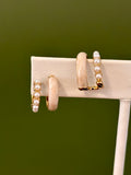 Blush and Pearl Hoop Earrings
