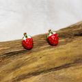 Very small strawberry stud earrings