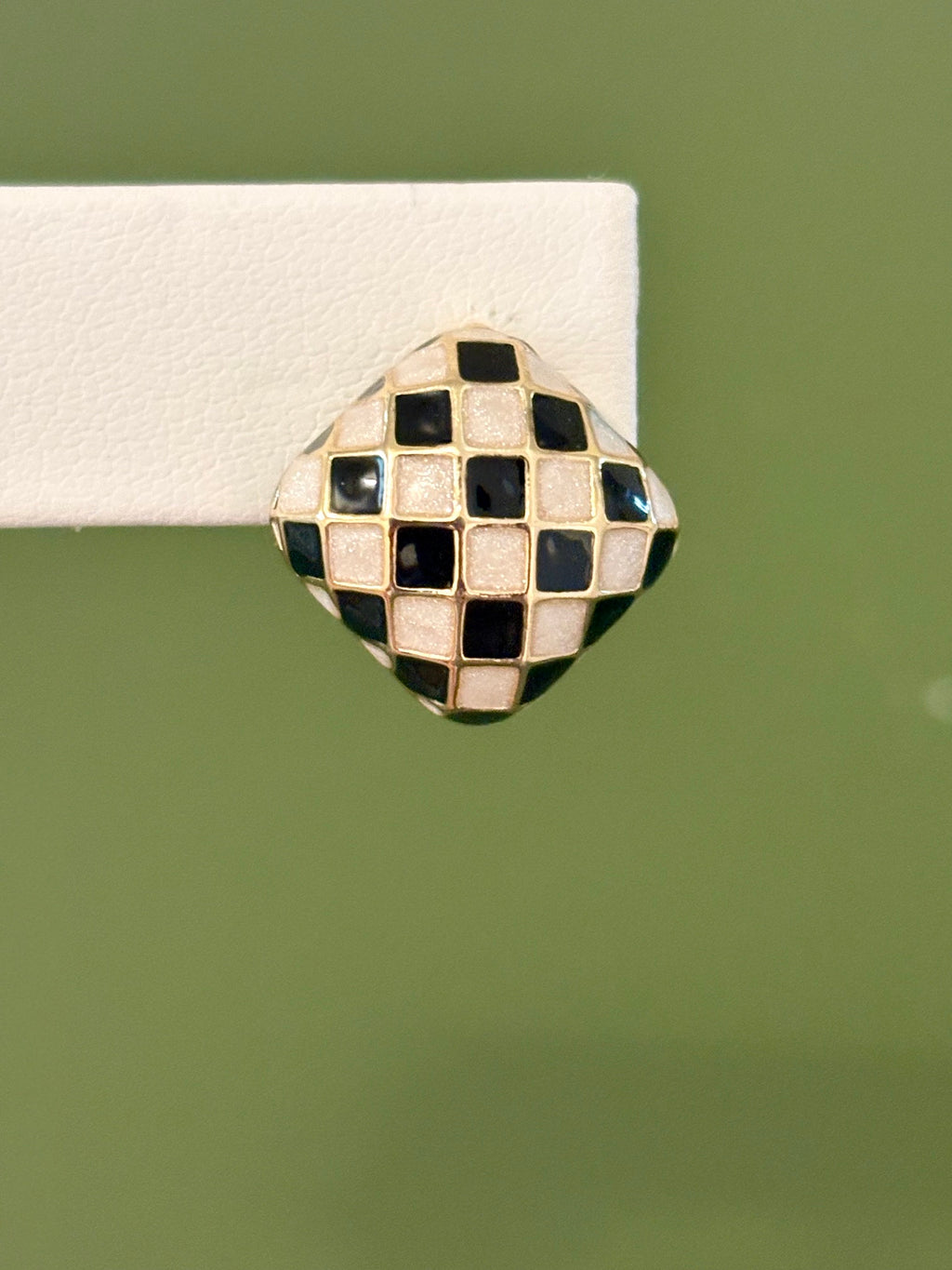 Checkered Black and White Stud Earrings