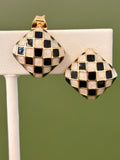 Checkered Black and White Stud Earrings
