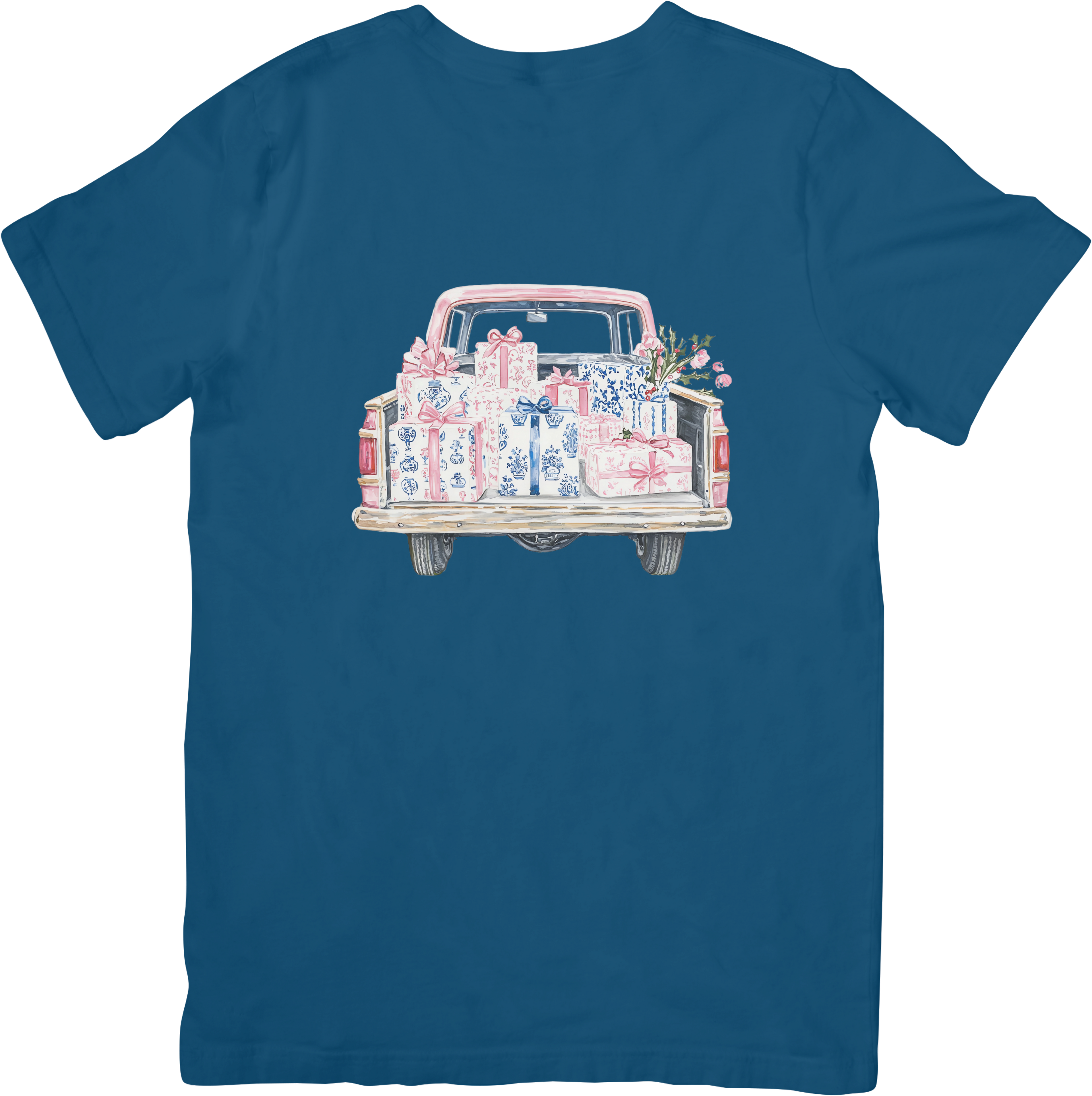 Christmas Chinoiserie Blue and Pink Pickup of Presents