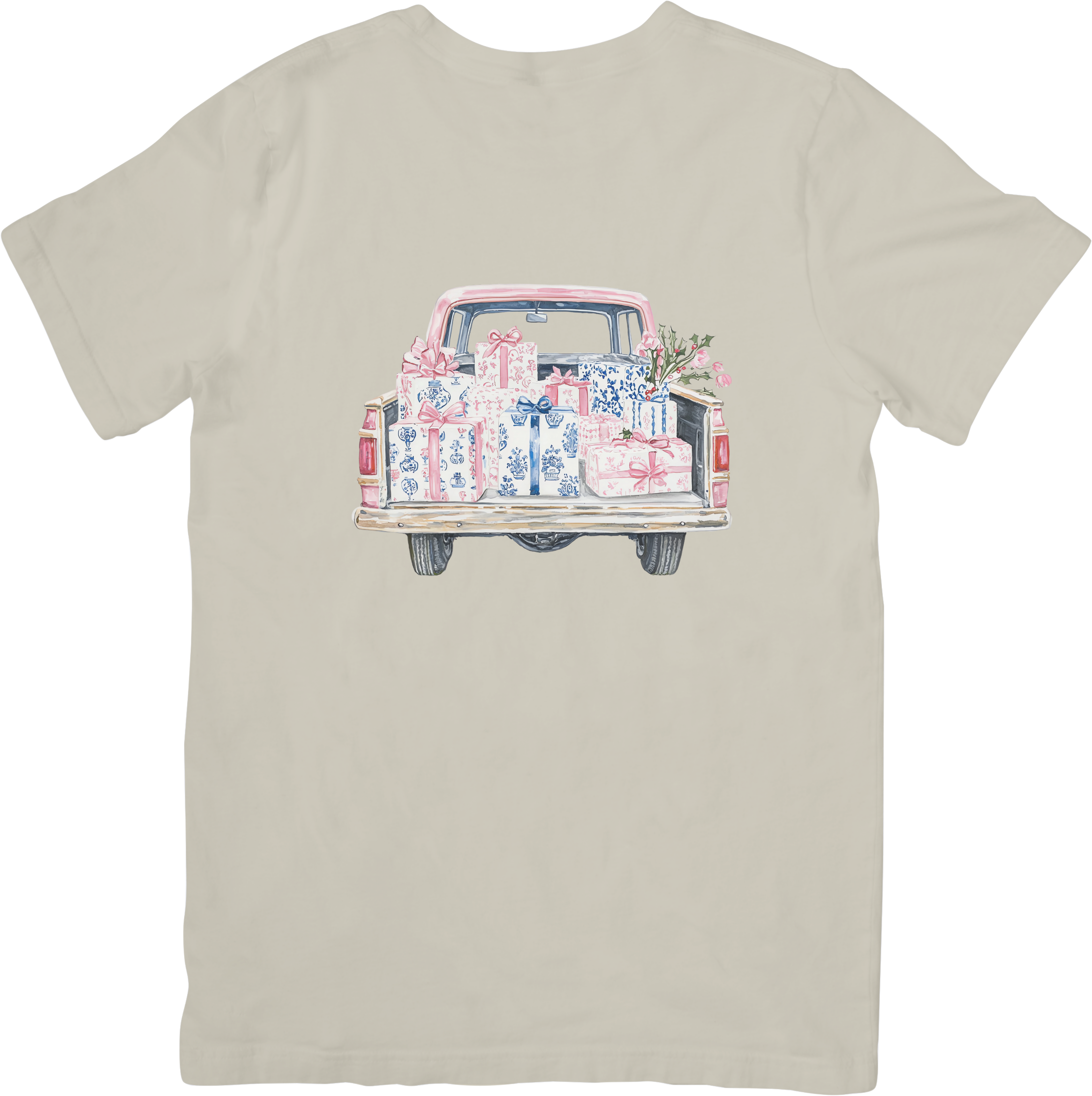 Christmas Chinoiserie Blue and Pink Pickup of Presents