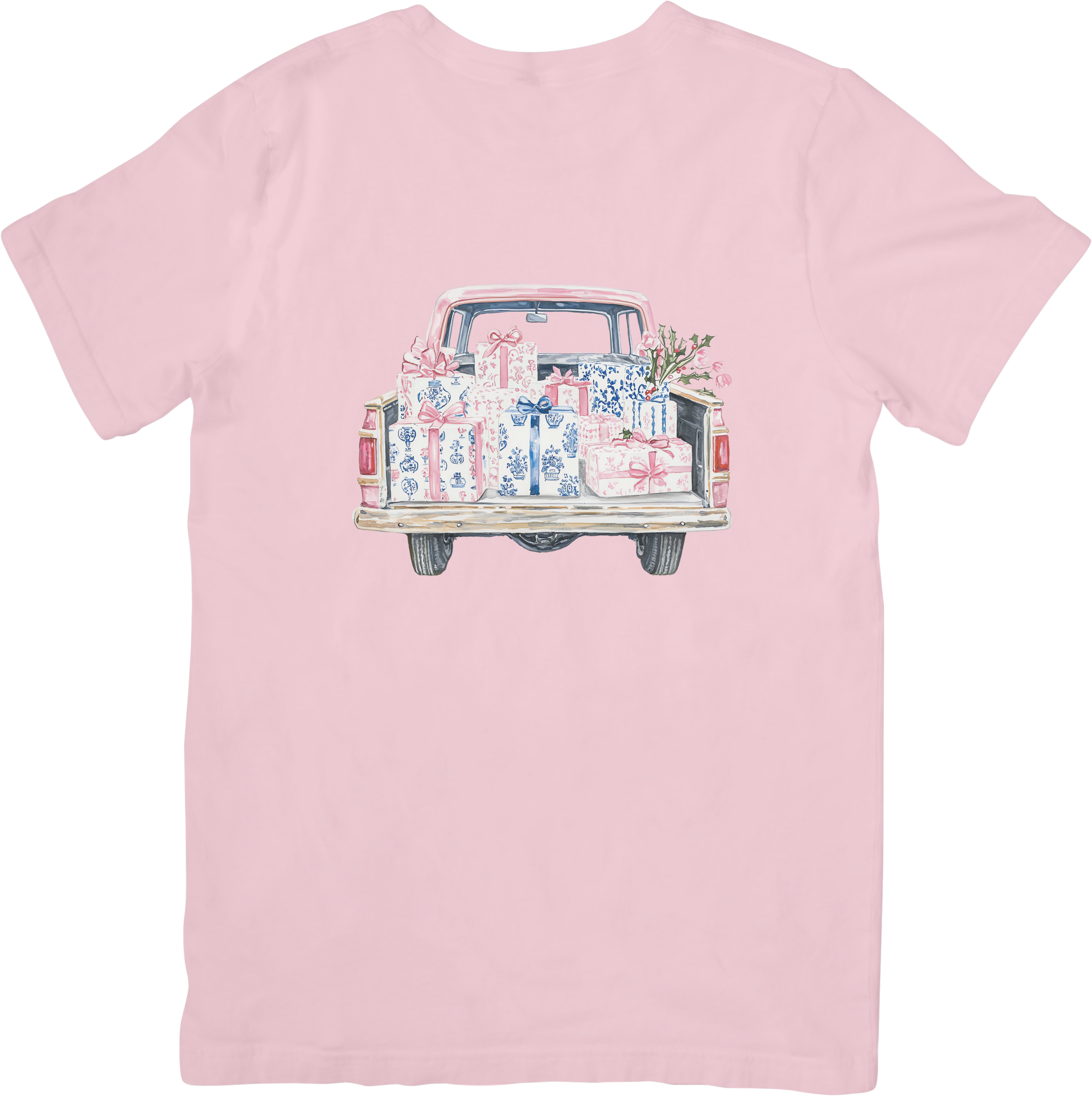 Christmas Chinoiserie Blue and Pink Pickup of Presents