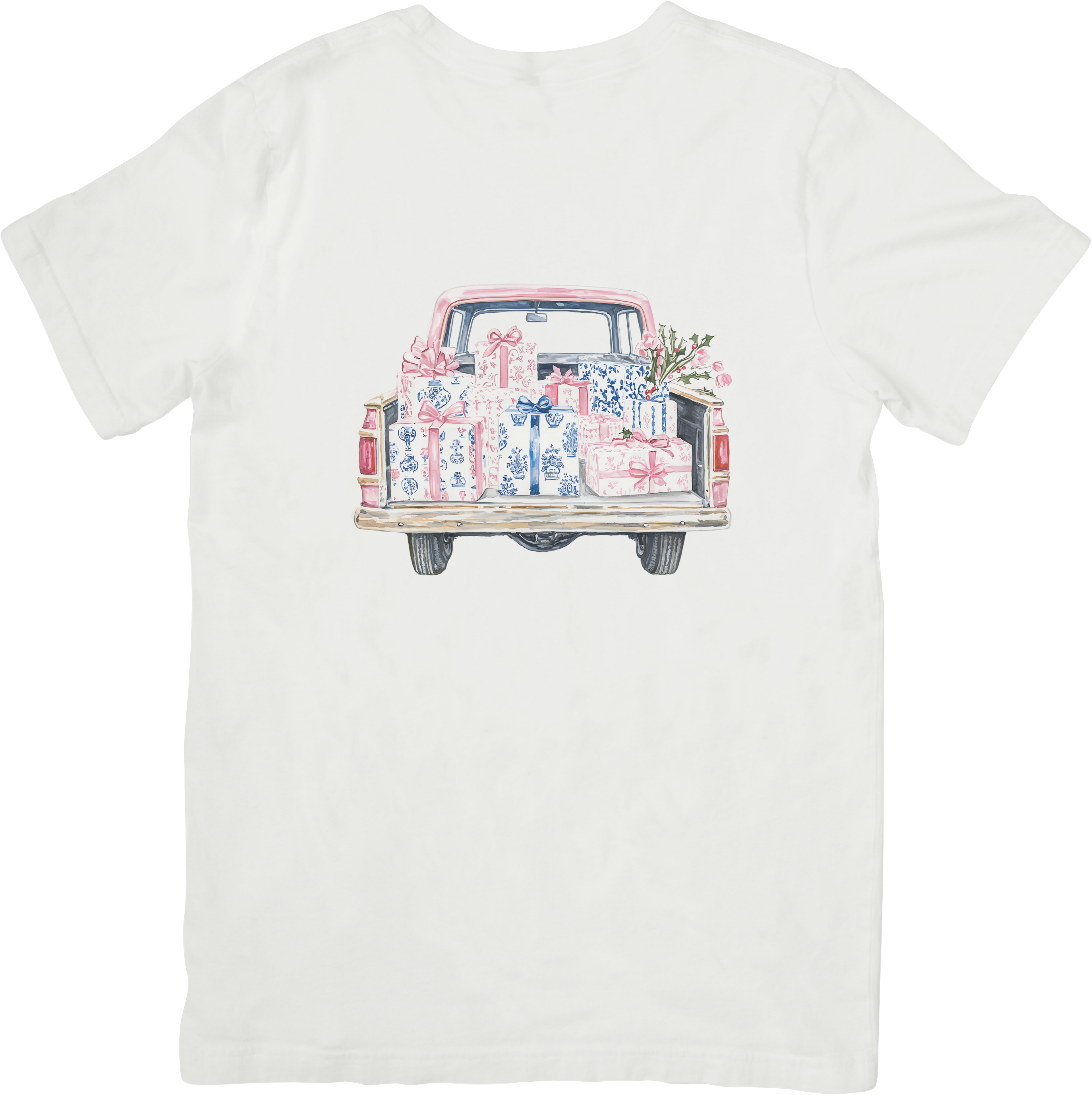 Christmas Chinoiserie Blue and Pink Pickup of Presents