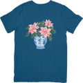 Christmas Chinoiserie Blue and Pink Poinsettia