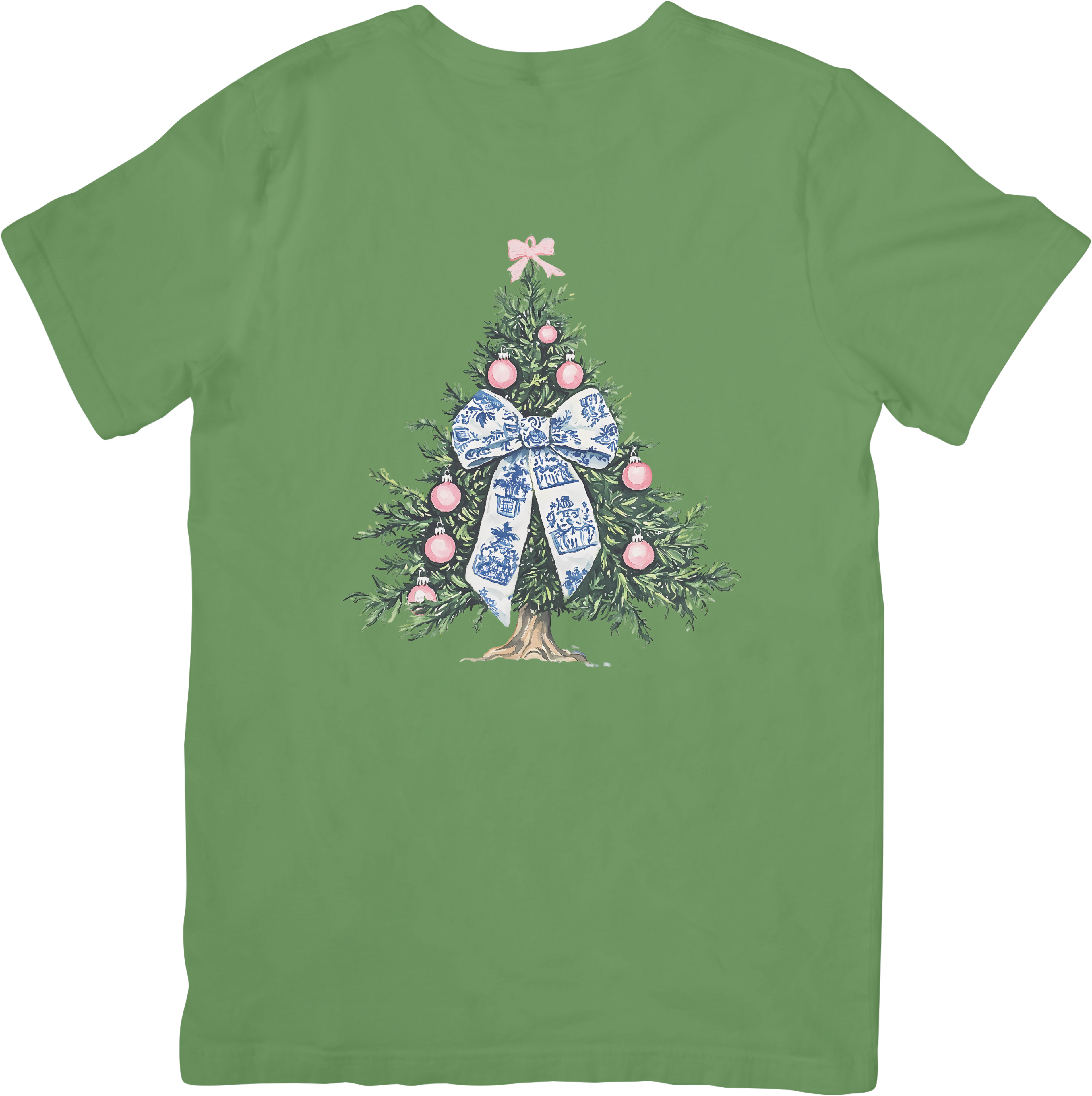 Christmas Chinoiserie Blue and Pink Tree