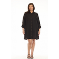 Black Button Down Dress with Gold Metal Hardware.