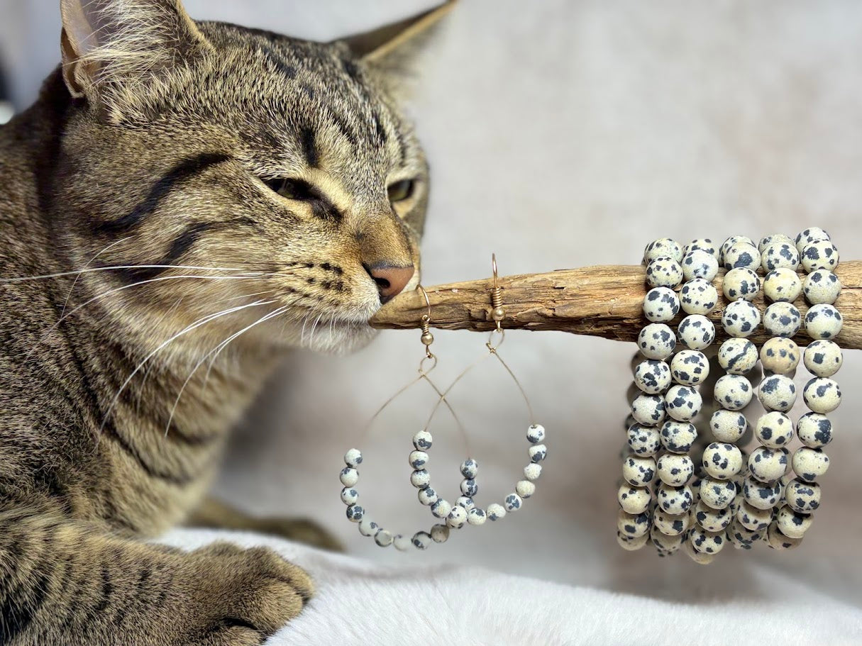 Dangle drop Earrings with Dalmatian Beads