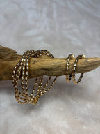 Gold rice bead medium hoop earrings