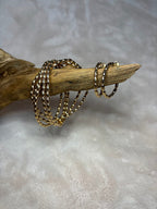 Gold rice bead medium hoop earrings