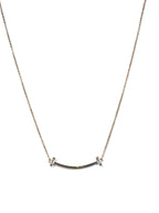16 inch gold curved bar necklace with CZ stones