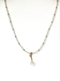Pearl and Gold Beads Necklace with Gold Knot and Pearl Pendant