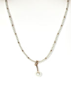 Pearl and Gold Beads Necklace with Gold Knot and Pearl Pendant