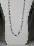 White Marbled Semi Precious Stone Necklace with Matching Stretch Bracelet Set