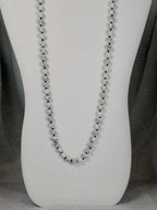 White Marbled Semi Precious Stone Necklace with Matching Stretch Bracelet Set