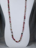 Pink and Brown Semi Precious Stone Necklace with Matching Stretch Bracelet Set