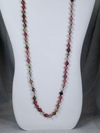 Pink and Brown Semi Precious Stone Necklace with Matching Stretch Bracelet Set