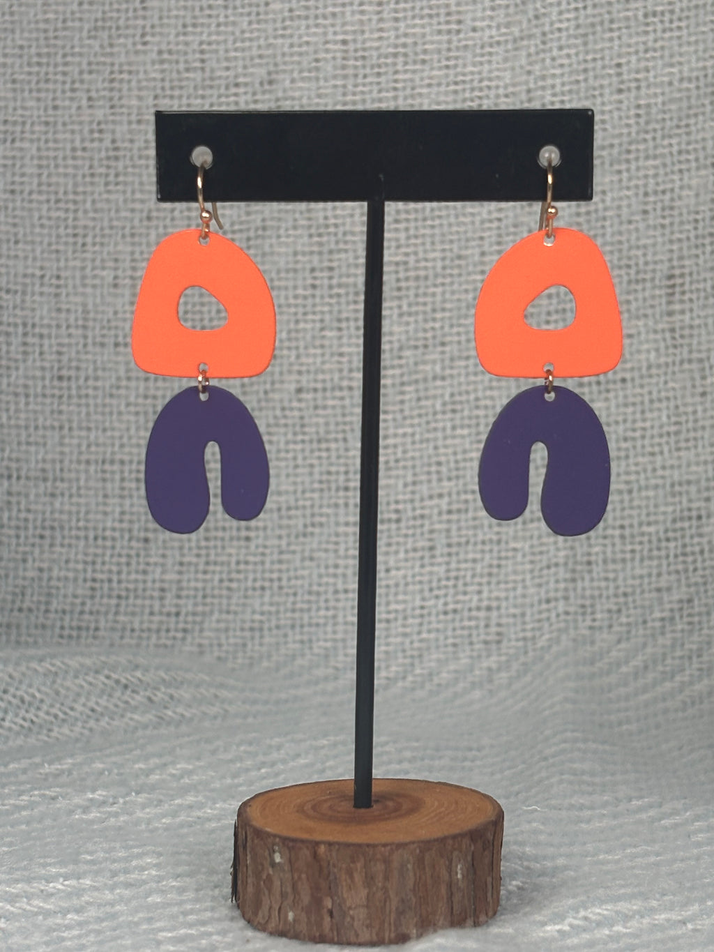 Purple and Orange Abstract dangle earrings