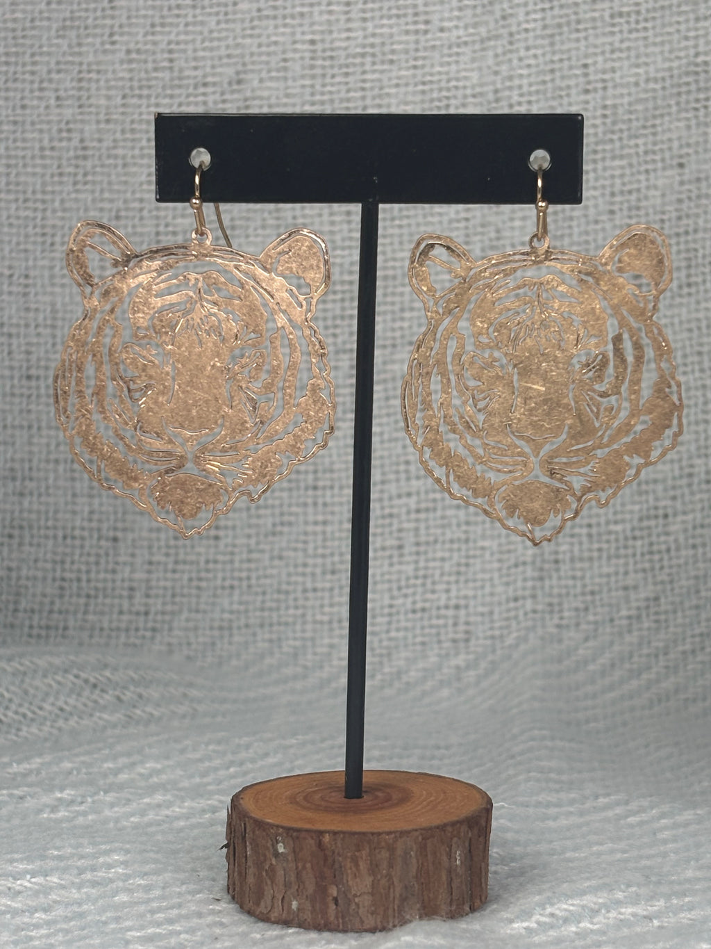 Gold Tiger cutout earrings