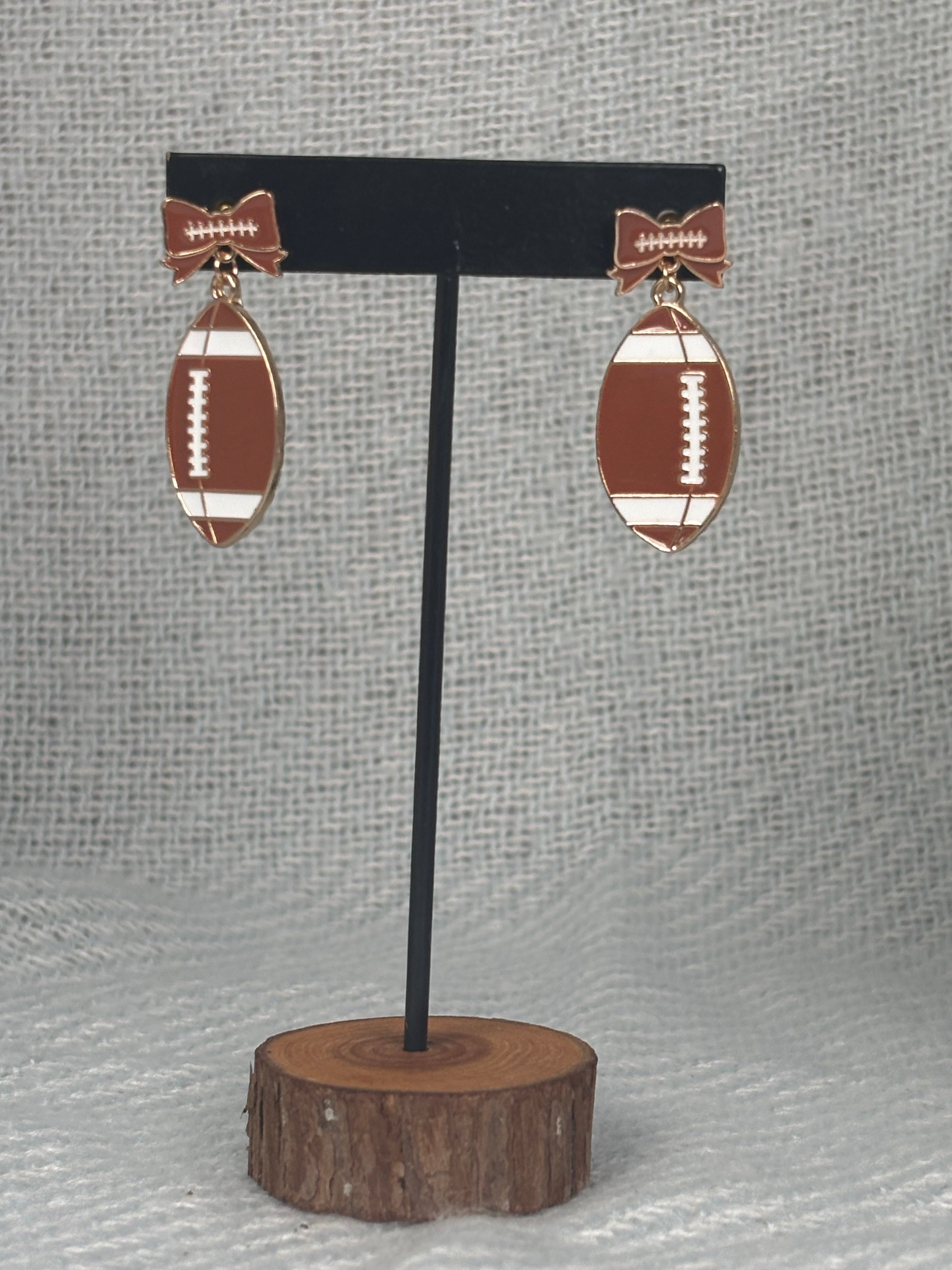 Football Bow Dangle Earrings