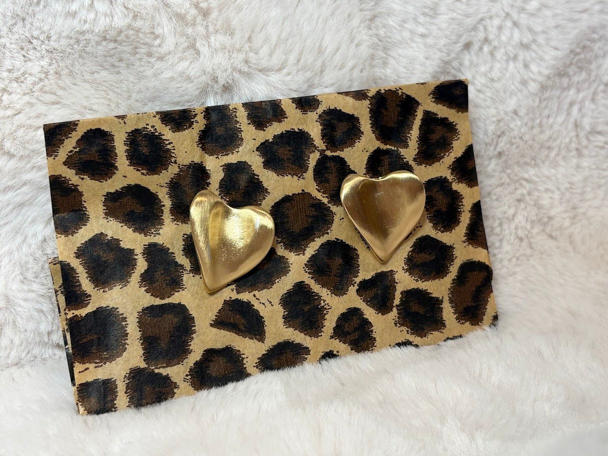 Brushed gold heart stud Earrings