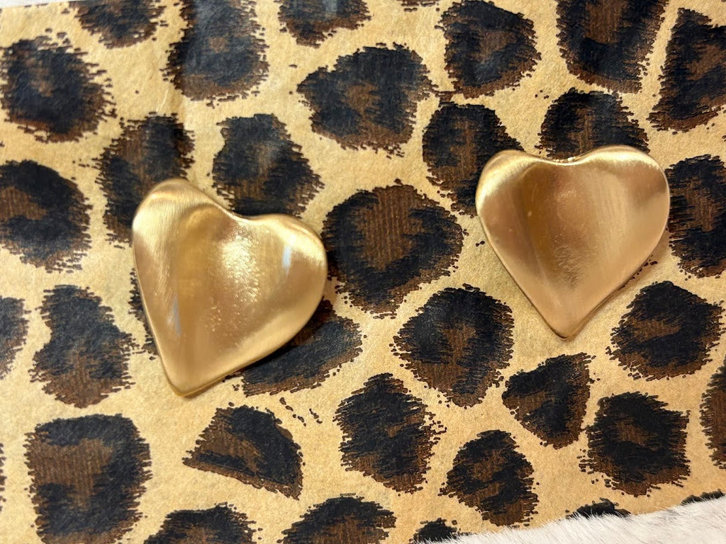 Brushed gold heart stud Earrings