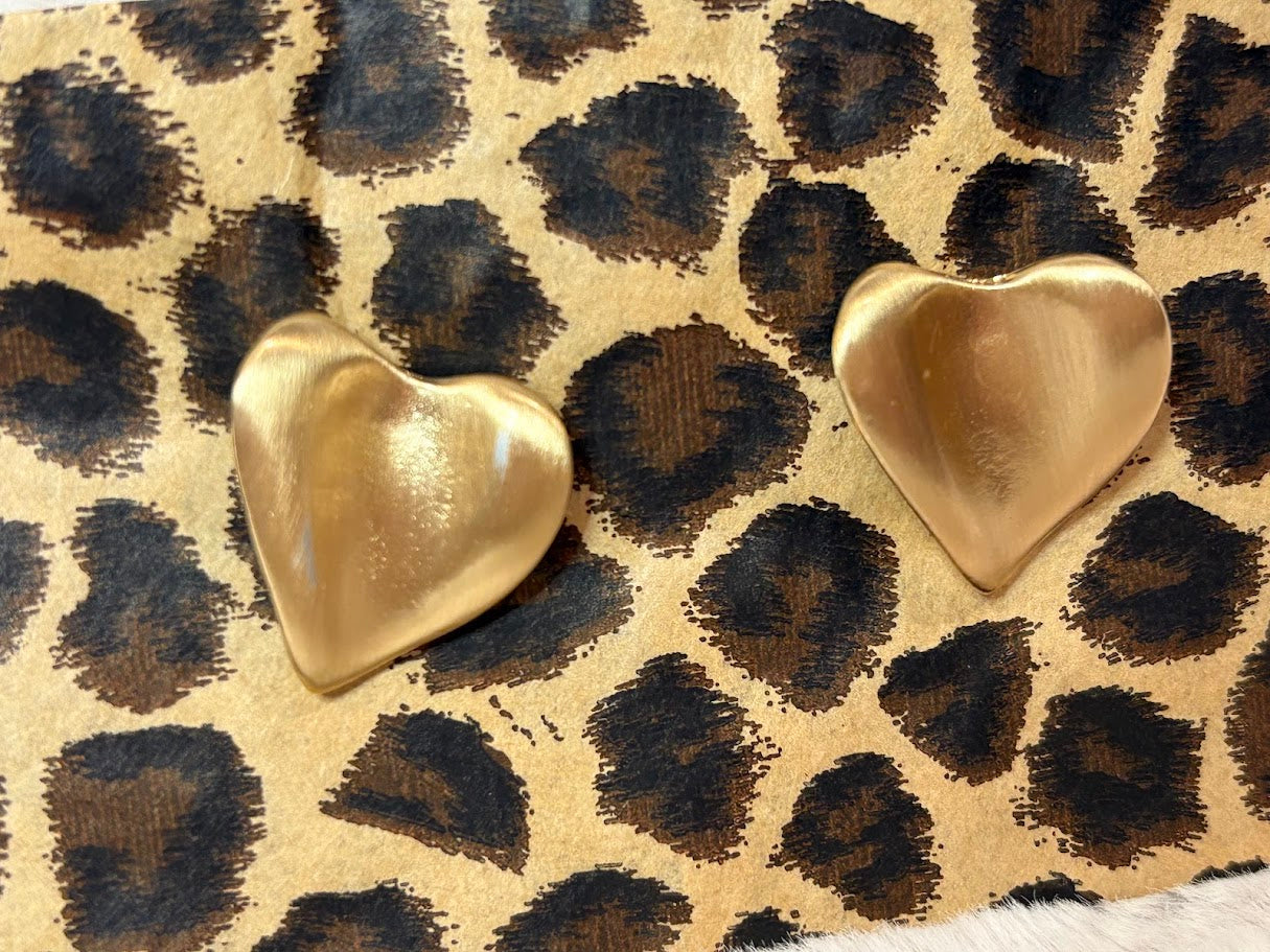 Brushed gold heart stud Earrings